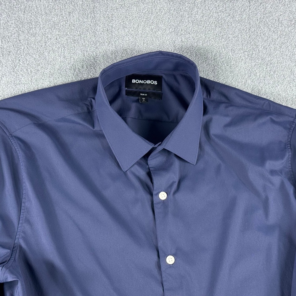 Bonobos Shirt Mens XL Blue Navy Performance Stretch Slim Fit Button-Up